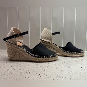 h&M Black Espadrille Wedge Sandals with Ankle Strap EU size 37, US 7